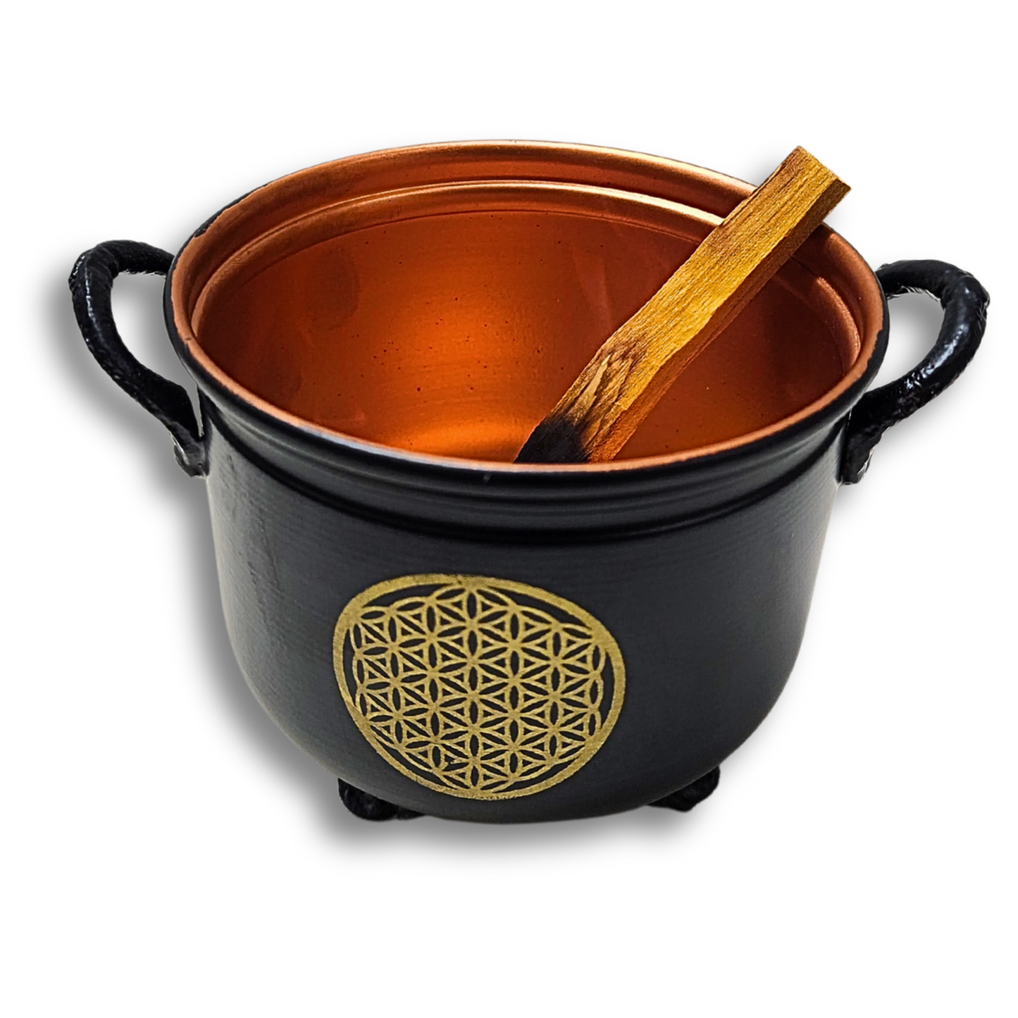 Black Cauldron Resin Incense Burner- Flower of Life