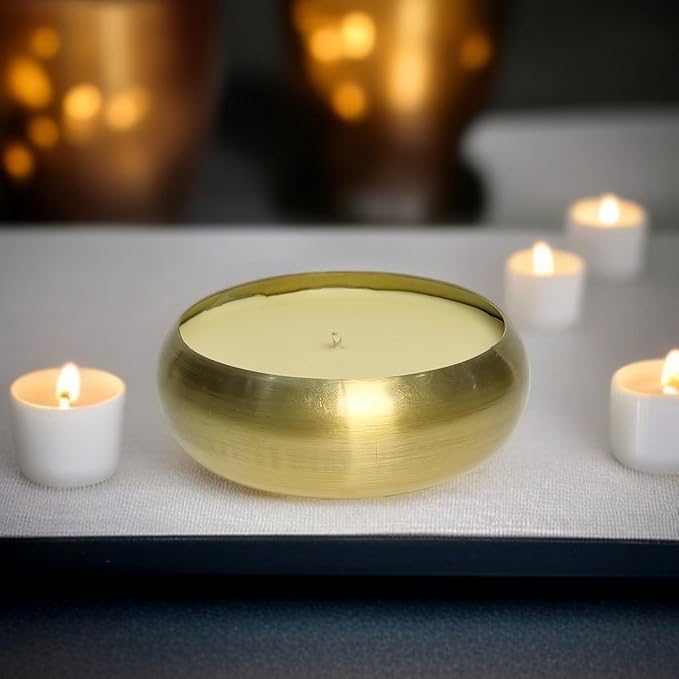Designer Arts India Nag Champa 100% Soy Wax Candle in Urli Bowl – 4 Sizes to Choose | Hand-Poured, Eco-Friendly for Aromatherapy, Meditation | Luxury Home Decor, Diwali Gifts (4 Options)
