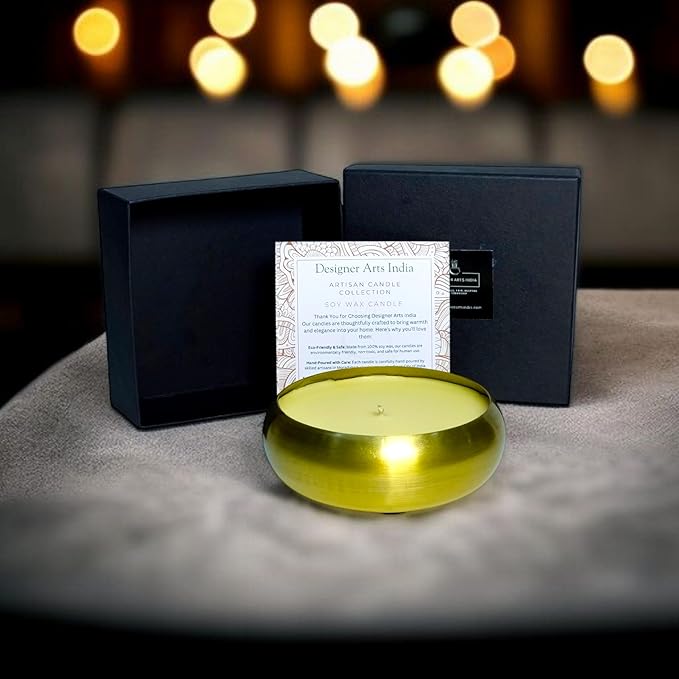 Designer Arts India Nag Champa 100% Soy Wax Candle in Urli Bowl – 4 Sizes to Choose | Hand-Poured, Eco-Friendly for Aromatherapy, Meditation | Luxury Home Decor, Diwali Gifts (4 Options)