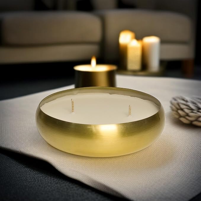 Designer Arts India Nag Champa 100% Soy Wax Candle in Urli Bowl – 4 Sizes to Choose | Hand-Poured, Eco-Friendly for Aromatherapy, Meditation | Luxury Home Decor, Diwali Gifts (4 Options)