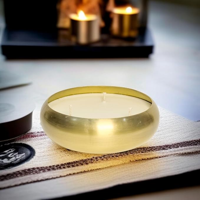 Designer Arts India Nag Champa 100% Soy Wax Candle in Urli Bowl – 4 Sizes to Choose | Hand-Poured, Eco-Friendly for Aromatherapy, Meditation | Luxury Home Decor, Diwali Gifts (4 Options)