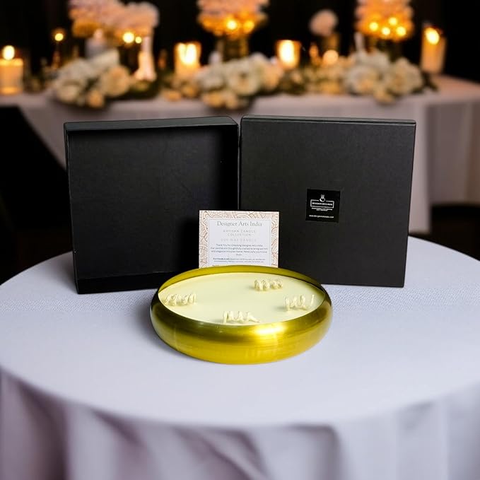 Designer Arts India Nag Champa 100% Soy Wax Candle in Urli Bowl – 4 Sizes to Choose | Hand-Poured, Eco-Friendly for Aromatherapy, Meditation | Luxury Home Decor, Diwali Gifts (4 Options)