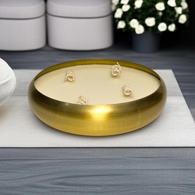 Designer Arts India Nag Champa 100% Soy Wax Candle in Urli Bowl – 4 Sizes to Choose | Hand-Poured, Eco-Friendly for Aromatherapy, Meditation | Luxury Home Decor, Diwali Gifts (4 Options)