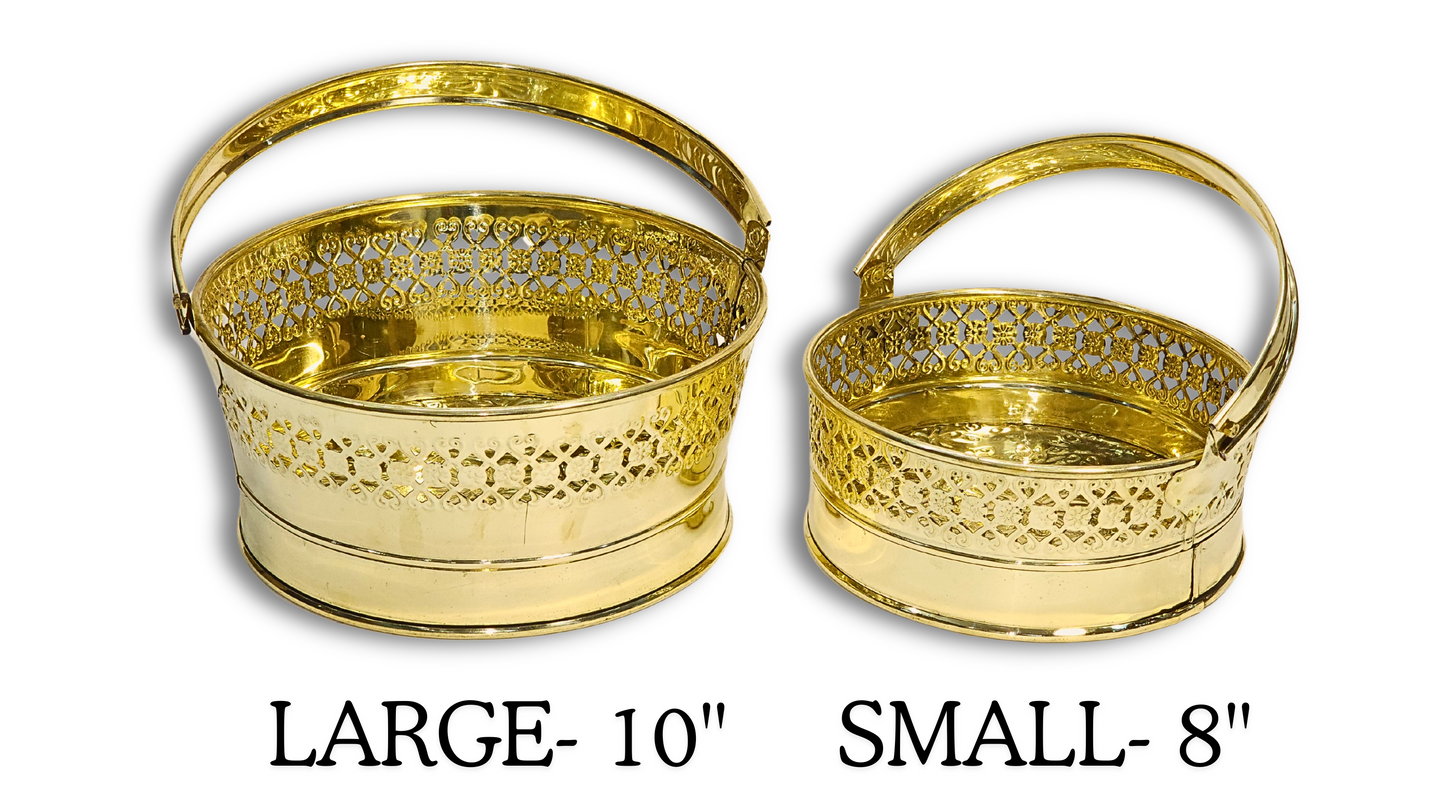 Floral Brass Basket: Versatile Elegance