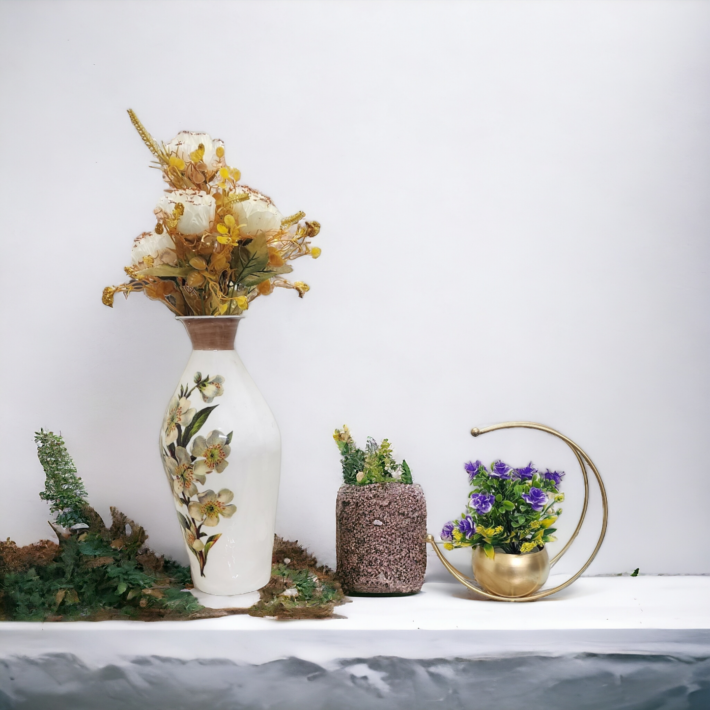 Golden Crescent Moon Tabletop Planter