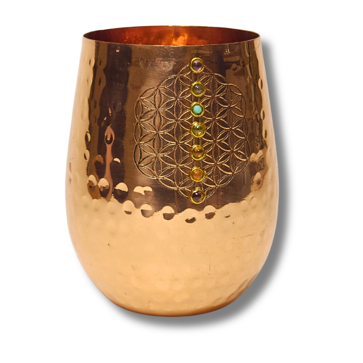 Cosmic Harmony Copper Glass: 7 Chakra Gemstones