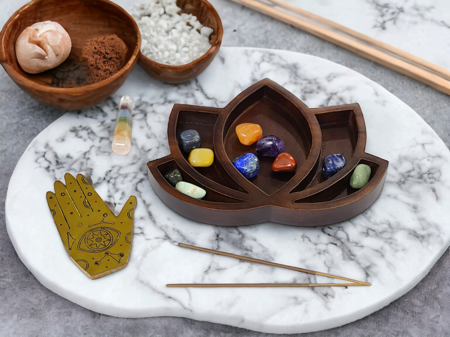 Lotus Blossom Wooden Tray